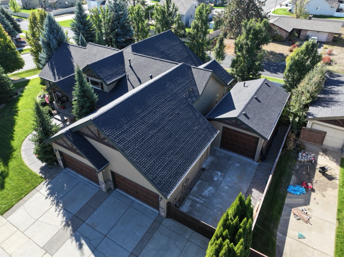 After: aerial view of completed CertainTeed Landmark Pro roof